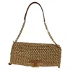 Tod's Leather-trimmed Shoulder Bag In Beige Raffia In Brown