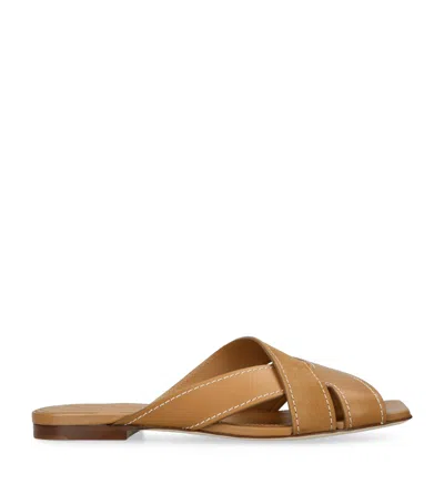 Tod's Leather T-strap Sandals In Brown