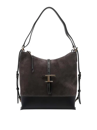 Tod's Leather T-timeless Small Handbag In Black