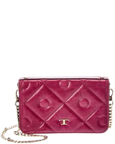 Tod's Leather Wallet On Chain In Purple