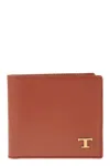 Tod's Leather Wallet With Logo In Sienna