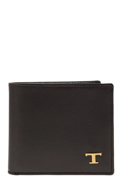 Tod's Leather Wallet With Logo In Black