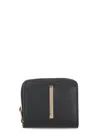 Tod's Leather Wallet With Metal Front Logo In Black