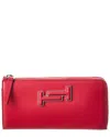 Tod's Leather Zip Around Wallet In Red