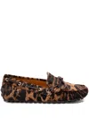 Tod's Leopard Print Leather Slip-on Loafers With Signature Rubber Outsole In Multi
