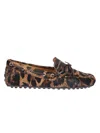 Tod's Leopard Print Leather Slip-on Loafers With Signature Rubber Outsole In Animal Print