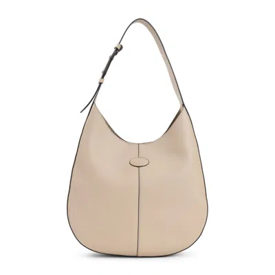 Tod's Light Natural Leather Hobo Bag In Neutrals