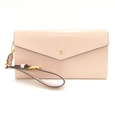 Pre-owned Tod's Light Pink Leather Clutch Bag ()