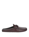 Tod's Limited Edition Man Mules & Clogs Burgundy Size 6.5 Leather In Animal Print