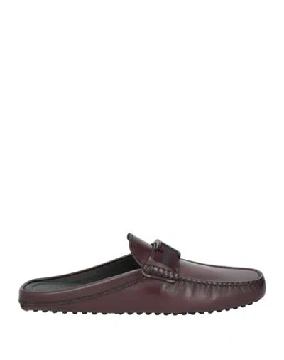 Tod's Limited Edition Man Mules & Clogs Burgundy Size 6.5 Leather In Animal Print