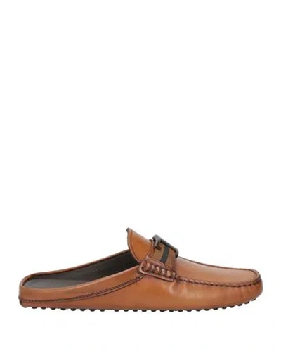 Tod's Limited Edition Man Mules & Clogs Camel Size 7.5 Leather In Brown