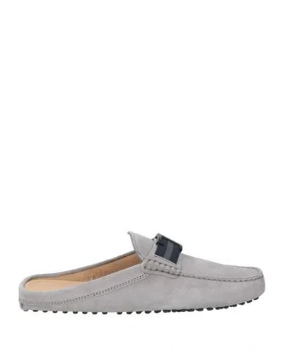 Tod's Limited Edition Man Mules & Clogs Light Grey Size 7.5 Leather In Gray