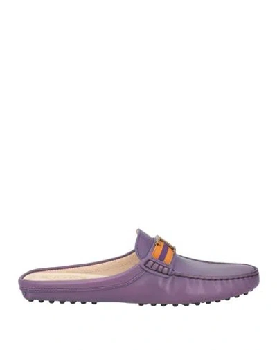 Tod's Limited Edition Woman Mules & Clogs Purple Size 6.5 Leather