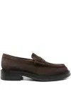 Tod's Round Toe Suede Finish Loafers With Rubber Sole In Black
