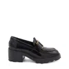 Tod's Shiny Leather Logo Buckle Chunky Loafers In Black