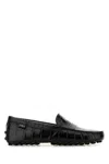 Tod's Crocodile Effect Leather Loafers With Rubber Sole In Black