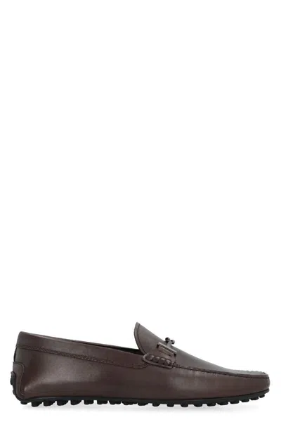 Tod's City Gommino Leather Loafers In Brown