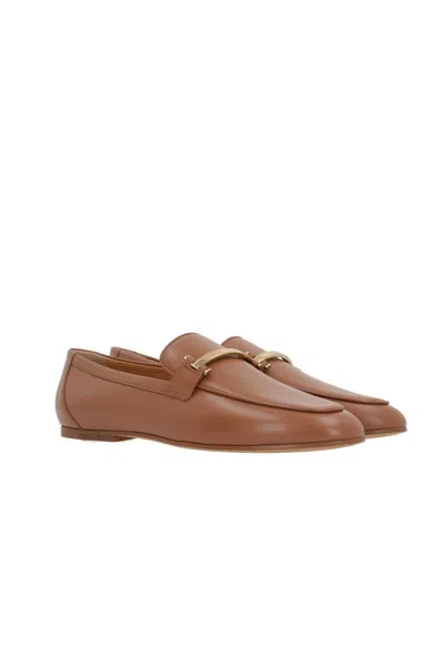 Tod's Leather Loafers In Brown