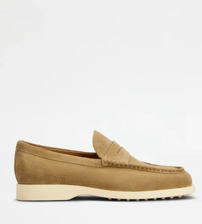 Tod's Loafers In Suede In Brown