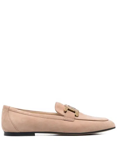 Tod's Engraved Chain-link Loafers In Neutrals