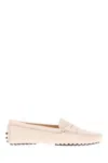 Tod's Almond Toe Suede Loafers In Neutral