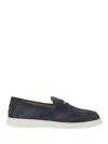 Tod's Suede Loafers With Round Toe And Rubber Sole In Blue