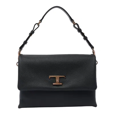 Tod's Flap T Timeless Shoulder Bag In Black