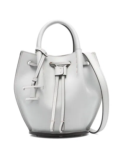 Tod's Logo-charm Leather Mini Bucket Bags In Grey