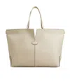 Tod's Logo Debossed Medium Tote Bag In White