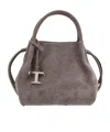Tod's T Timeless Suede Shoulder Bag In Gray