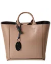 Tod's Logo Double Up Medium Leather Tote In Beige