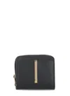 Tod's Leather Wallet With Metal Front Logo In Black
