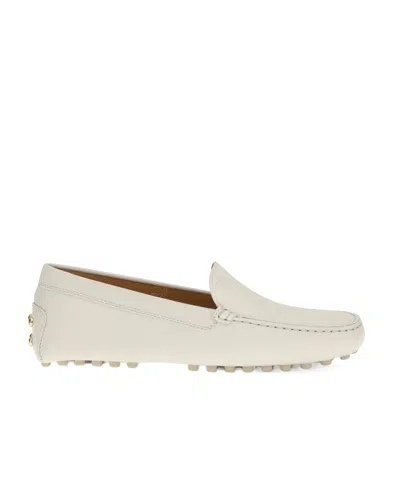 Tod's Logo Embossed Loafers In White