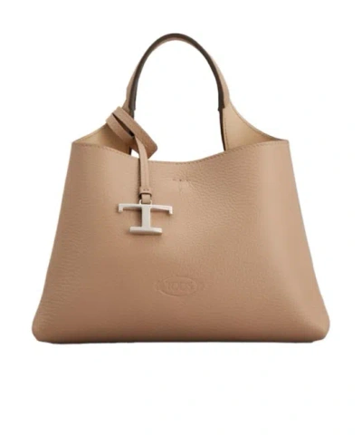 Tod's Logo Embossed Mini Crossbody Bag In Neutral