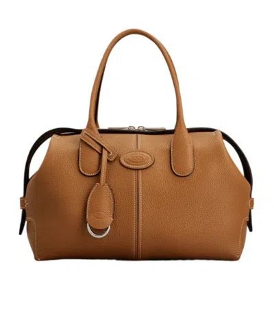 Tod's Logo Embossed Tote Bag In Brown