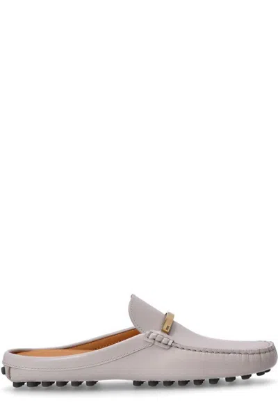 Tod's Logo-debossed Mules In Grey