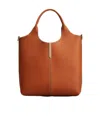 Tod's Logo Engraved Small Shopper Bag In Brown