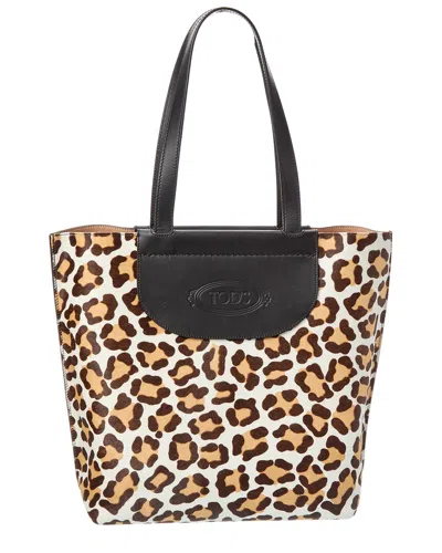 Tod's Logo Mini Leather Tote In Brown