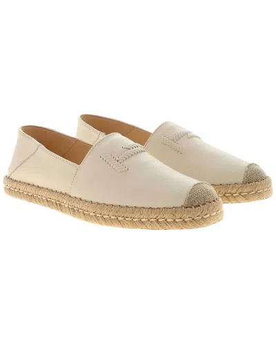 Tod's Logo Leather Espadrille In Neutral