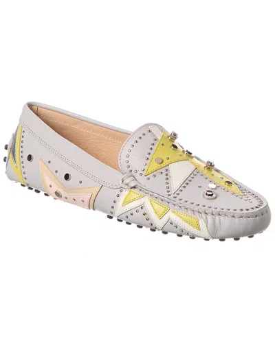 Tod's Logo Leather Loafer In Grey