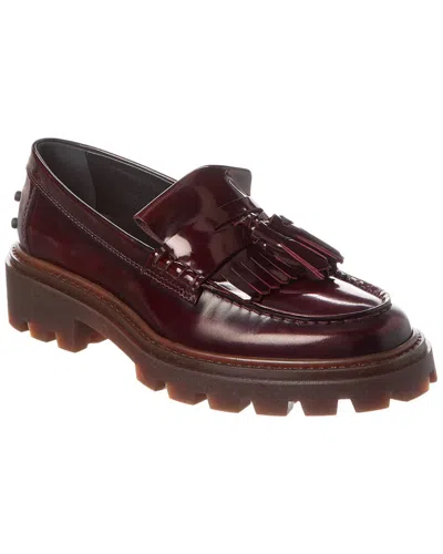 Tod's Logo Leather Loafer In Red