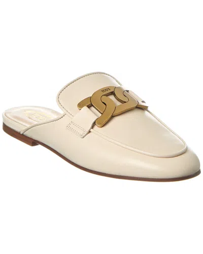 Tod's Logo Leather Mule In White