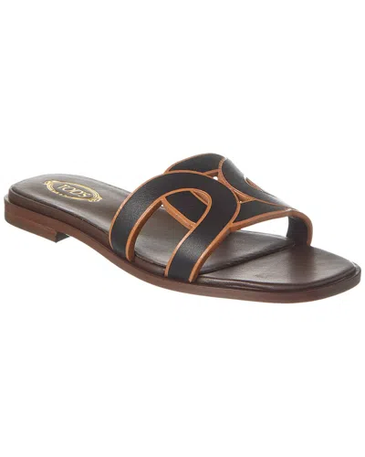 Tod's Tods Logo Leather Sandal In Black