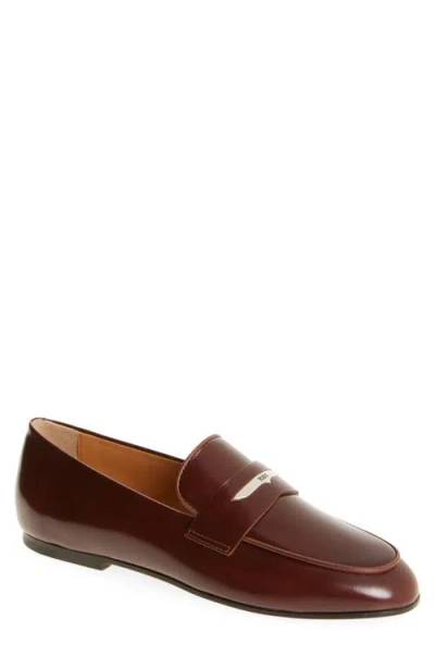 Tod's Logo Loafer In Cuoio Scuro/mogano