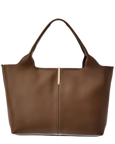 Tod's Logo Medium Leather Tote In Brown