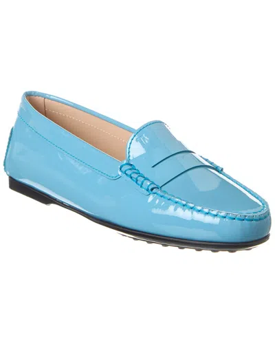 Tod's Logo Patent Loafer In Blue