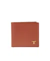 Tod's Men Leather Wallet With Logo In Brown