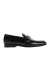 Tod's Double T Buckle Loafers In Brushed Leather In Black