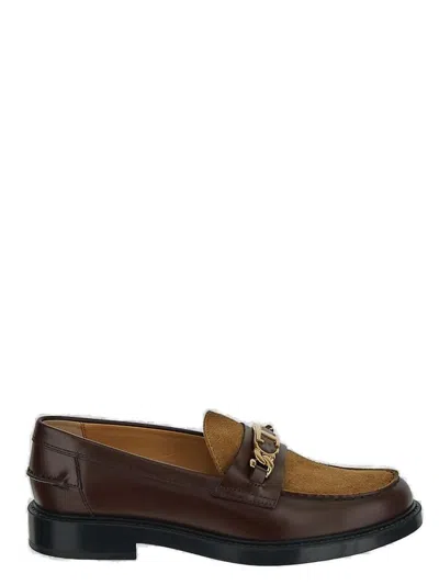 Tod's Logo Plaque Round Toe Loafers In Multi