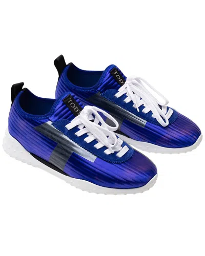 Tod's Logo-print Leather Sneaker In Blue